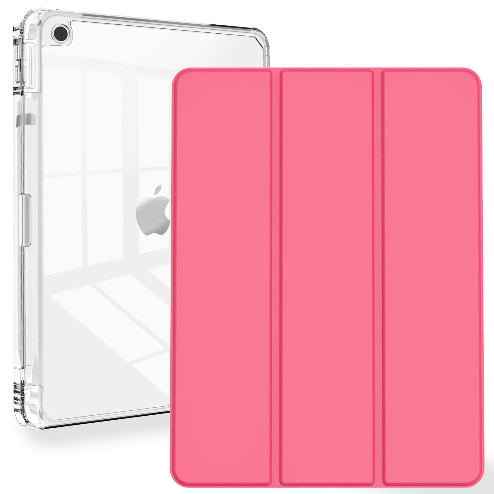 Feams Case for iPad 9th/8th/7th Generation 10.2 Inch Case, Trifold iPad 10.2 Case Transparent Back Clear Cover with Pencil Holde