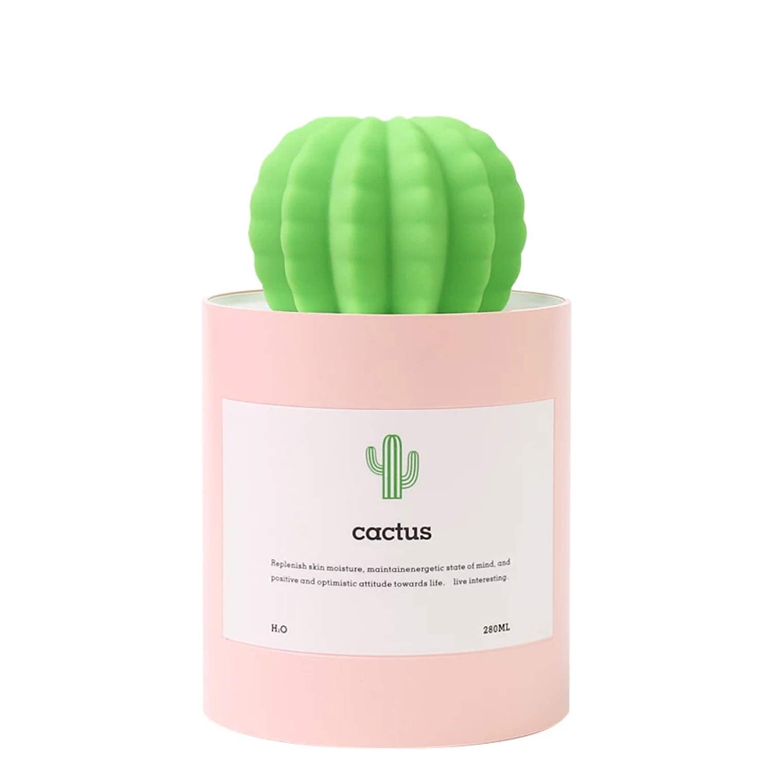 Uodbuyo Mini Humidifier, 280Ml Usb Cool Mist Portable Cactus Air Humidifier, Ultra Quiet Operation For Bedroom Home Office Yoga