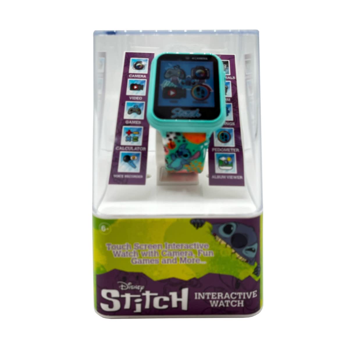 Disney Stitch Kids Smartwatch With Touchscreen, Camera, Games, Timer, Step Counter, Alarm & Calculator � Fun Interactive Watch With 10 Faces & Printed Silicone Strap � Fits Wrists 5.5' To 8'