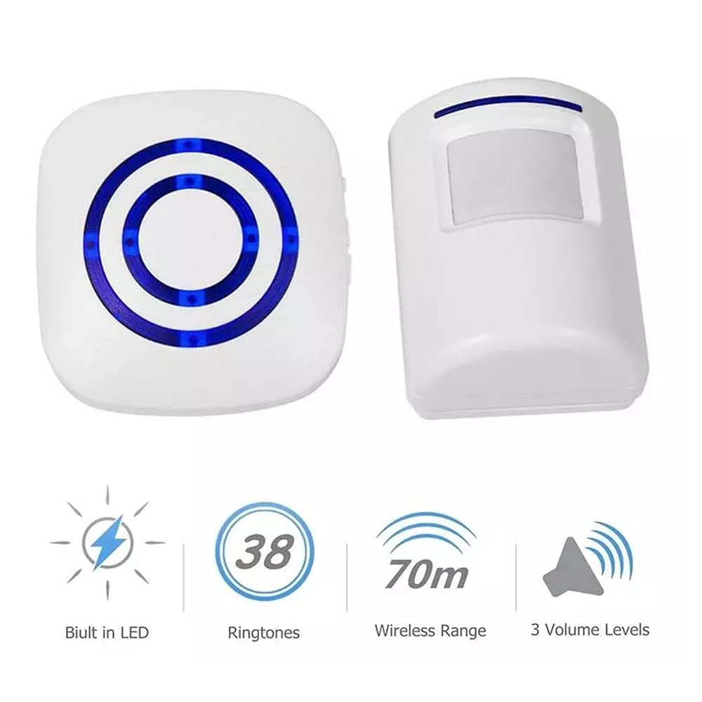 Wireless Home Security Driveway Alarm, Enegg Entry Alert, Visitor Door Bell Chime With 1 Plug In Receiver And 2 Pir Motion Senso