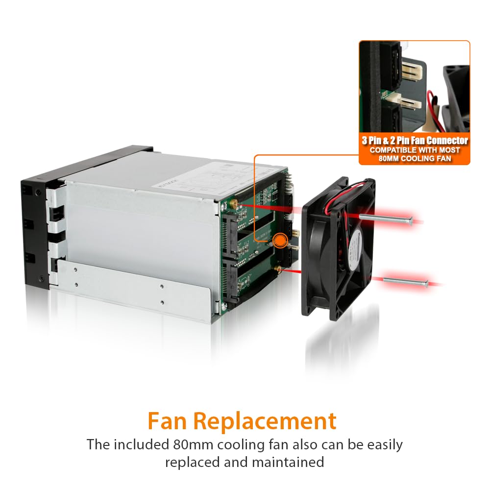 ICY DOCK 3 Bay 2.5�/ 3.5in SATA/SAS Hard Drive SSD Hot Swap Backplane Enclosure in 2X 5.25 Bay | FatCage MB153SP B