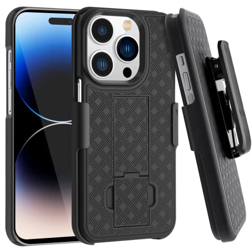 Fingic Compatible With Iphone 14 Pro Max 5G Holster Case Combo Shell Slim Rugged Case With Kickstand Swivel Belt Clip Holster Sh