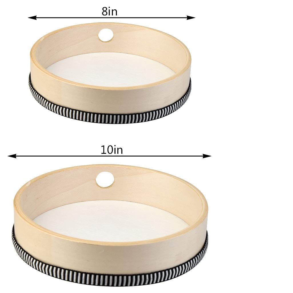 Nydotd 10 Inch & 8 Inch Hand Drum Kids Percussion Wood Frame Drum With Drum Stick Percussion Instruments Preschool Musical Educa