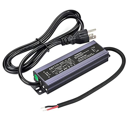 Anytiti Led Driver,Led Power Supply Ip67 Waterproof Output 60W Dc12V 5A 3 Prong Plug 4.5Feet