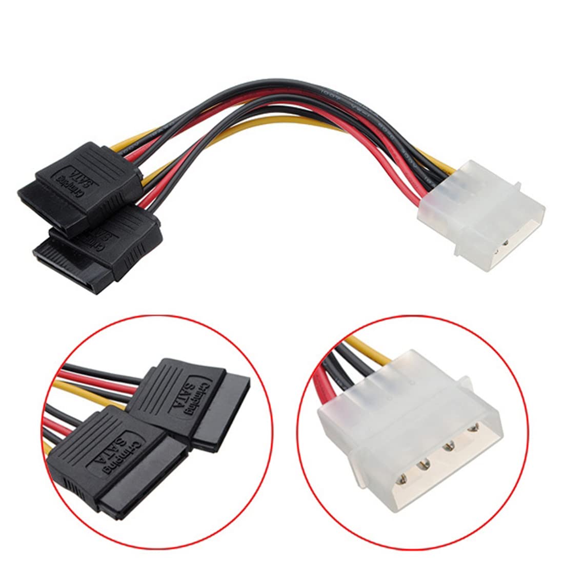 Cy 15Pin Power Cable Ide 4Pin Disk Power Male To Dual Sata Female Splitter Y 1 To 2 Extension Cable 12V+5V