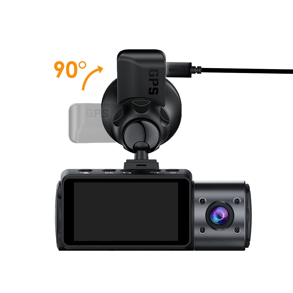 Vantrue N4, N2S, X4S, N1 Pro(2023), T3 Dash Cam Gps Receiver Module Type C Usb Port Car Suction Cup Mount For Windows And Mac