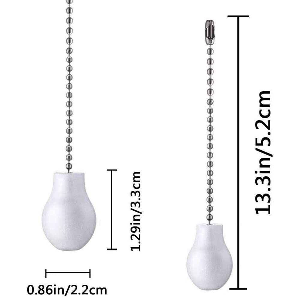 Akahttbn Ceiling Fan Chain Pulls Extenders Decorative Ornaments 12 Inches White Color Wooden Pendant Pull Chain Extension For Ce