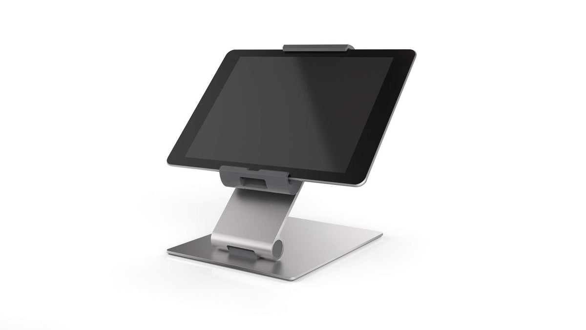 Durable Tablet Holder Desk Stand (For Tablets 7 13 Inches, 360 Degrees Rotation With Anti Theft Device) Silver/Charcoal (893023)