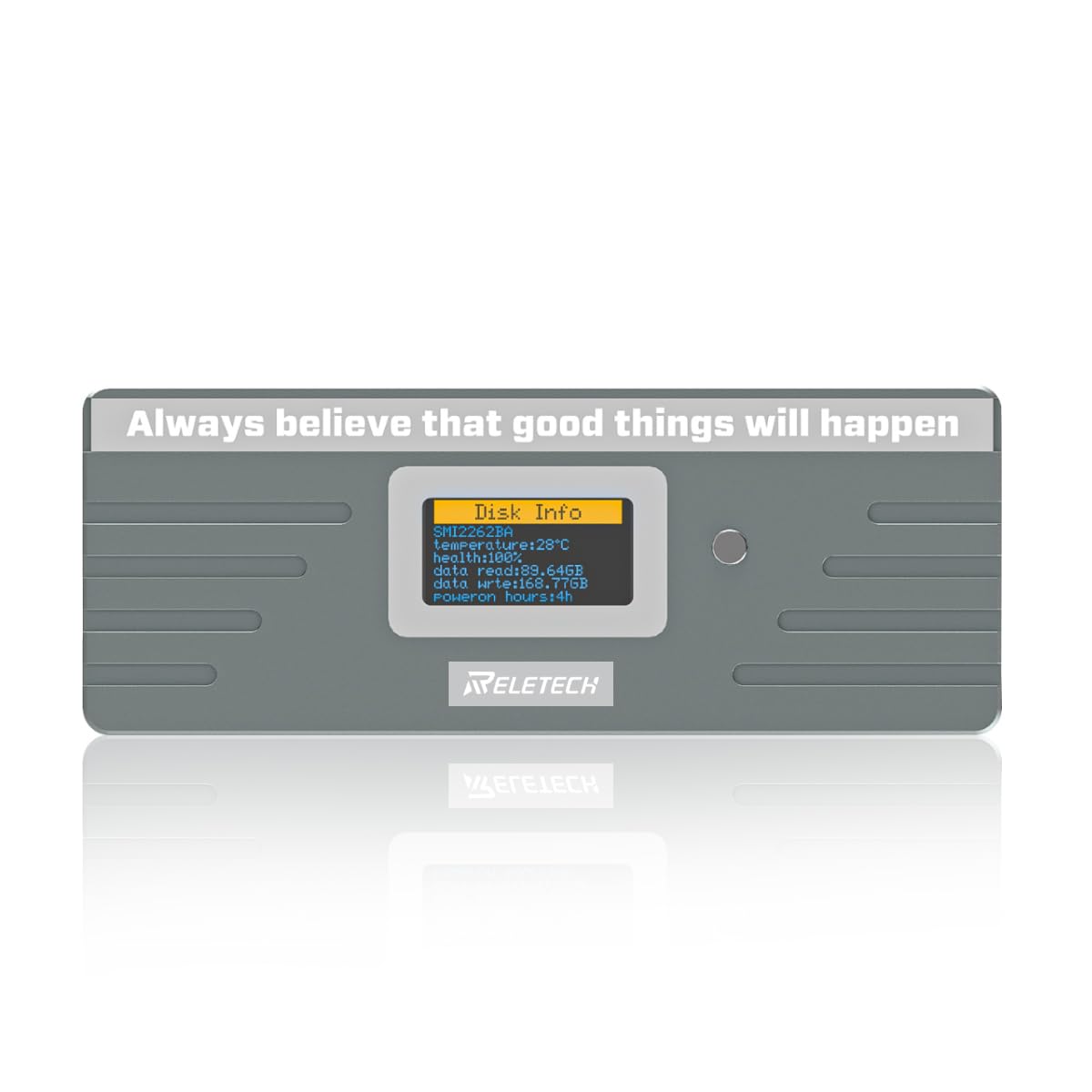 Reletech M.2 Ssd Portable Usb3.2 Type C 10Gps Hard Drive Case, Supports Nvme/Sata Two Protocols, Suitable For Macbook Ssd Enclosure Gen 2 (10 Gbps) To Nvme Pci E Ssd Case Led (Gray)