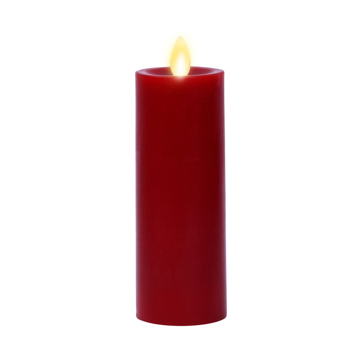 Luminara Flameless Classic Slim Burgundy Pillar Moving Flame Candle- Led Battery Operated Lights - Unscented - Remote Ready (6-I