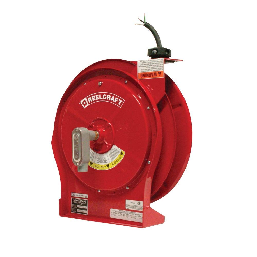 Reelcraft L 5750 103 X Heavy Duty Cord Reel, 10 AWG/3 Conductors x 50, 30 AMP, Flying Leads
