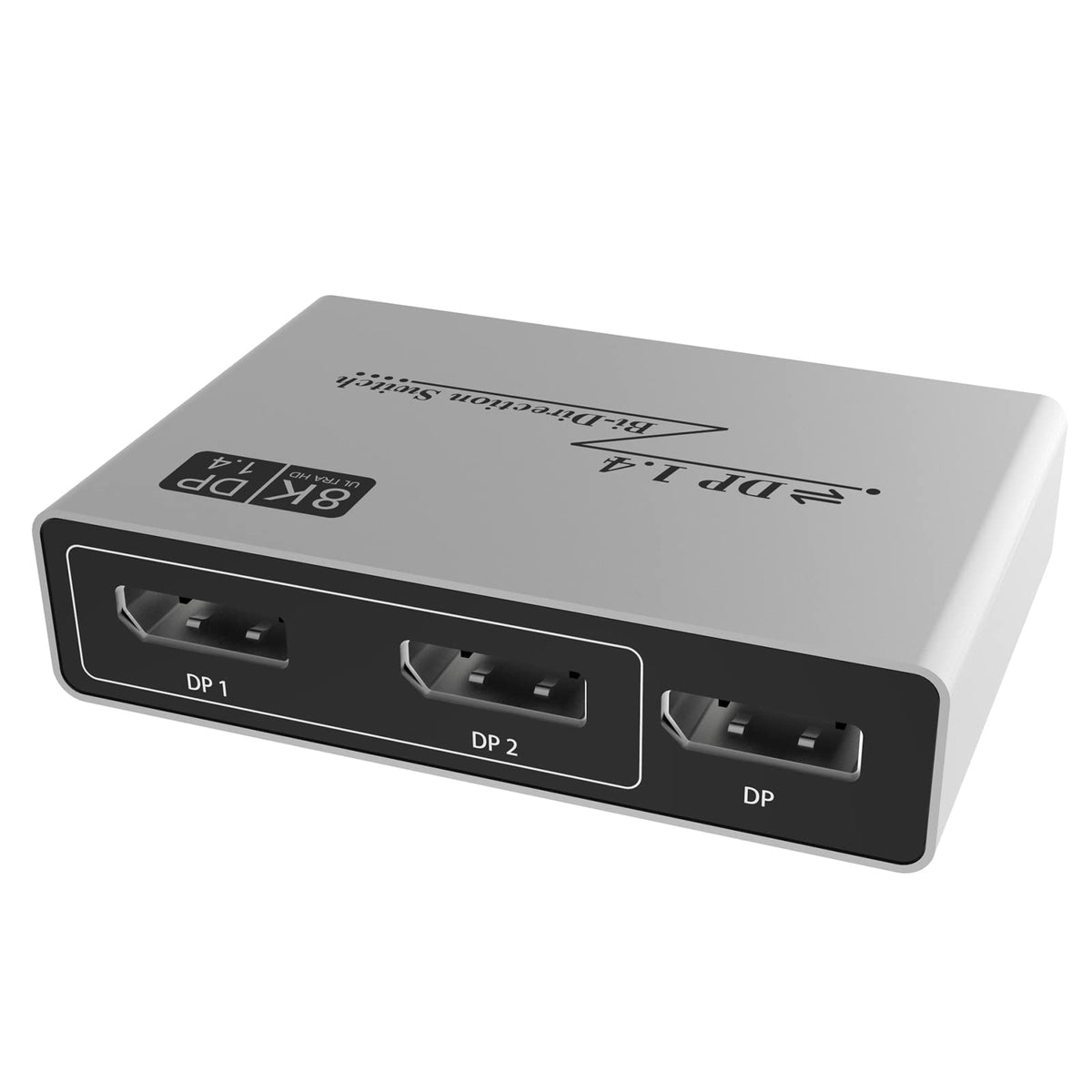 10Gtek Dp Switch 2 In 1 Out, Bi Directional Displayport Splitter 1 In 2 Out, 8K@60Hz, 4K@120Hhz, Support 3D, Cec For Projector,