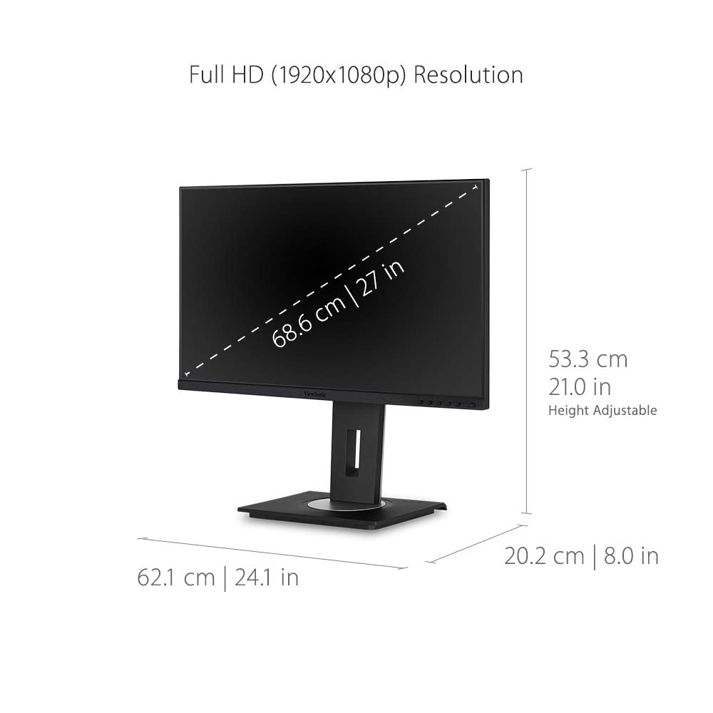 Viewsonic Vg2755 27 Inch Ips 1080P Monitor With Usb C 3.1, Hdmi, Displayport, Vga And 40 Degree Tilt Ergonomics For Home And Off