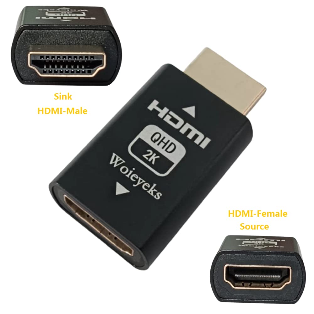 Woieyeks Hdmi Edid Emulator Passthrough Adapter,Female Port Connected To An External Display,For Extender/Kvm Switch/Av Receiver