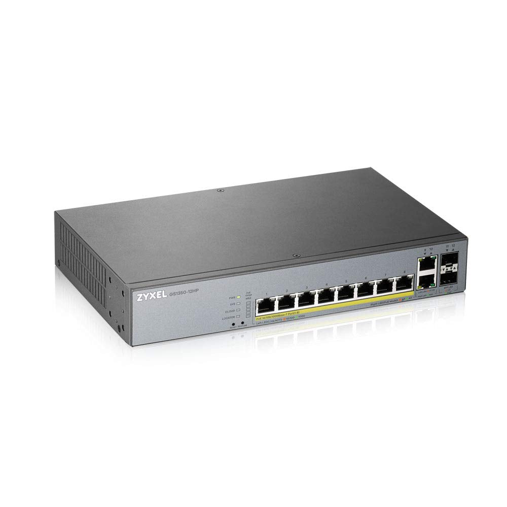Zyxel 8 Port Gigabit Smart Managed Poe+ Switch With 130 Watt Budget And 2 Gigabit Copper Ports + 2 Sfp With Nebula Cloud Managme