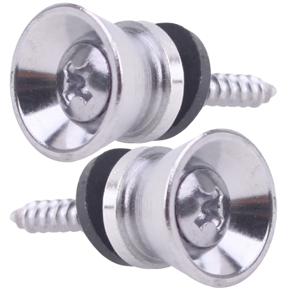 Vaguelly 2pcs Metal Guitar Strap Locks Easy to Install Guitar Strap Buttons for Acoustic Electric Bass Secure Locking Mechanism 