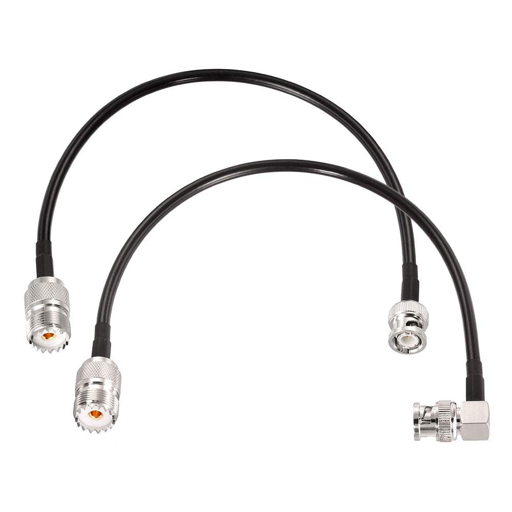 SUPERBAT BNC Male to SO239 RG58 Cable,UHF Female Jack to BNC Male Plug Adapter Jumper Cable for VHF Radio Mobile to Base Antenna scanners,12 Inch,2 Pcs