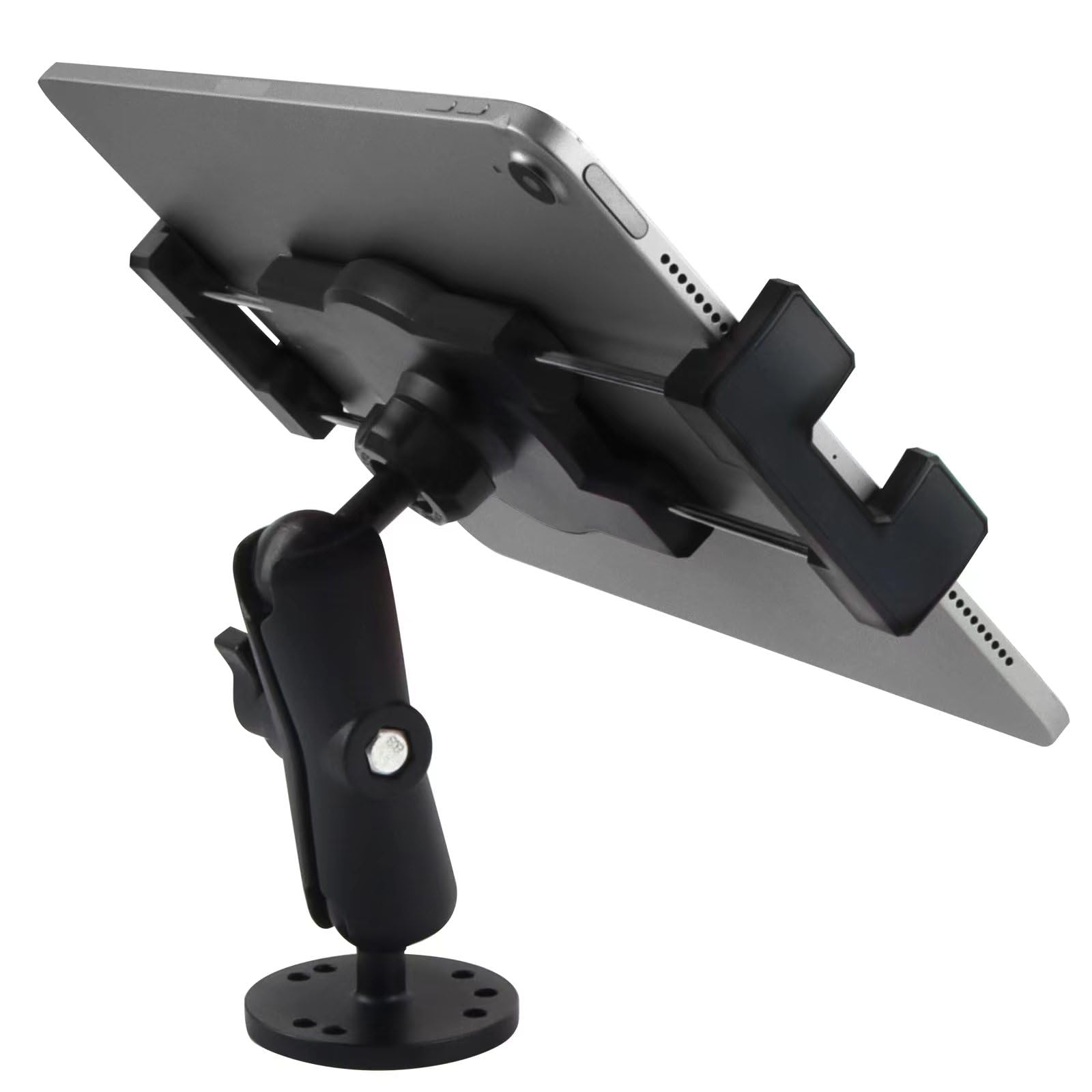 Romhaus Metal Tablet Mount Holder For Truck/Car/Vehicle/Industrial Heavy Duty Drill Base Ipad Mount For Dashboard, Wall, Desk, F
