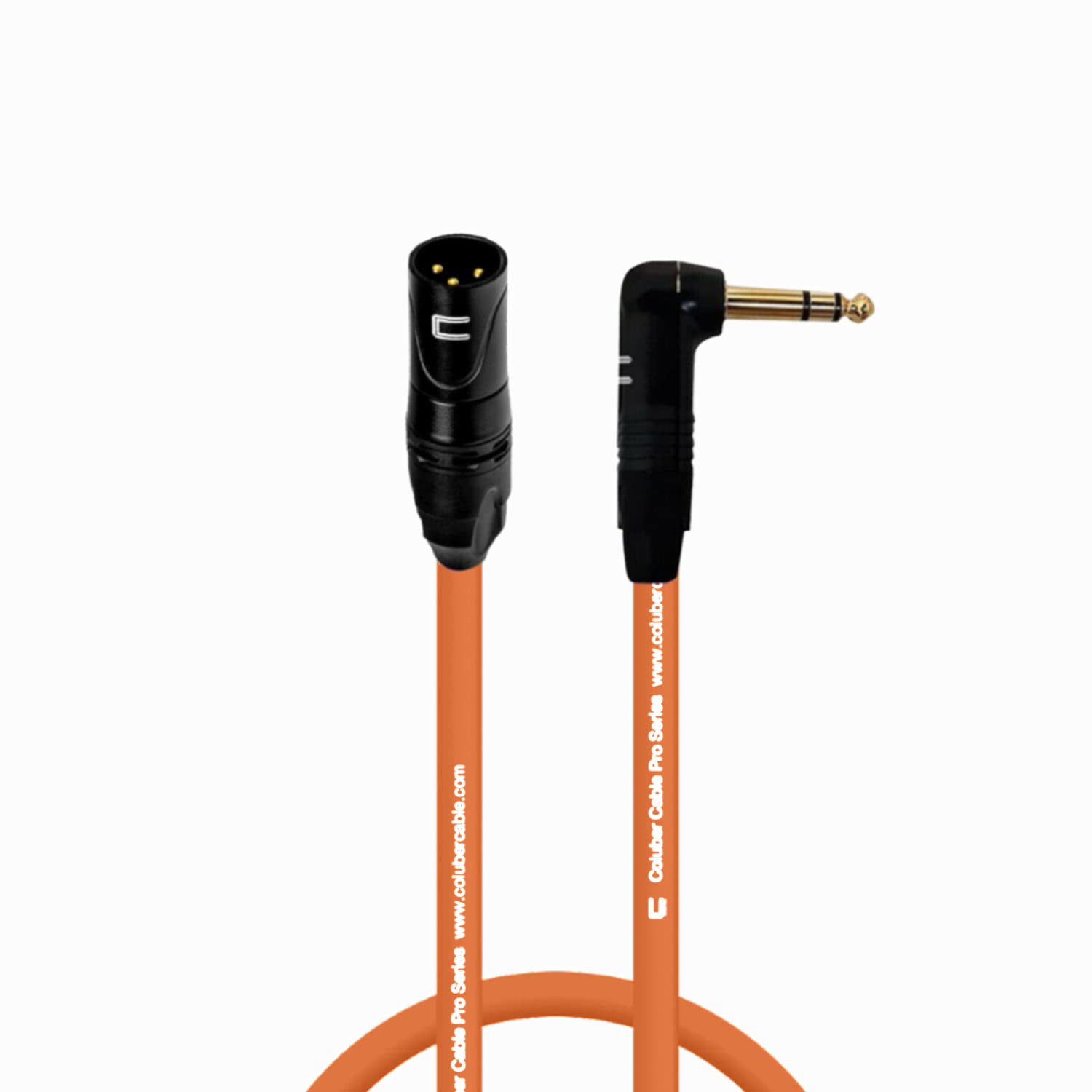 Balanced Xlr Cable Male To Right Angle 1/4'' Trs   1 Feet Orange   Pro 3 Pin Microphone Connector For Powered Speakers, Audio In