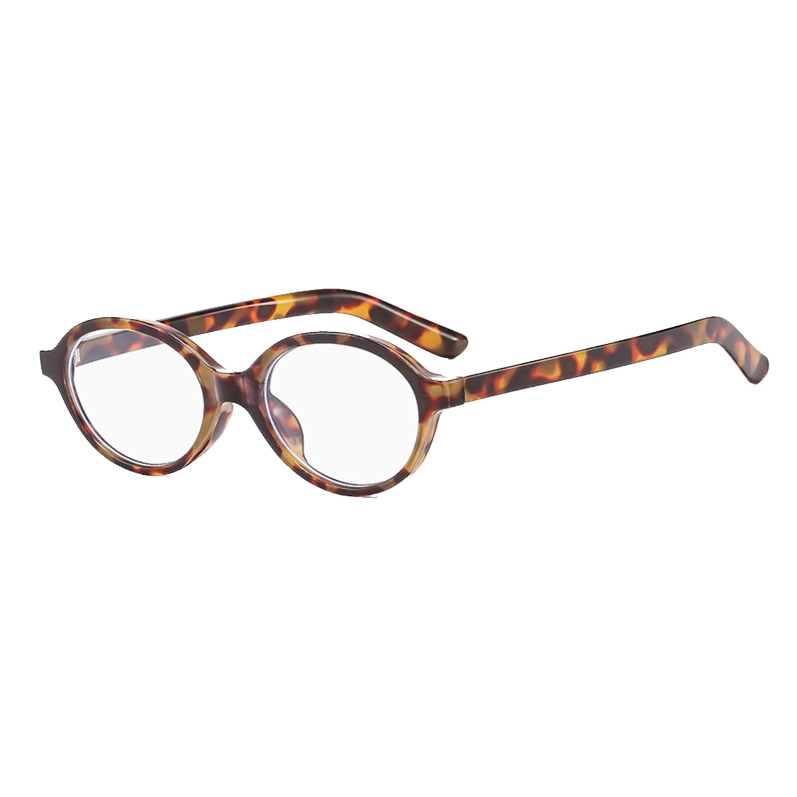 YAMEIZE Small Oval Blue Light Blocking - Glasses Women Men Retro Clear Anti Blue Light Eyeglasses for Computer Gaming (Leopard C