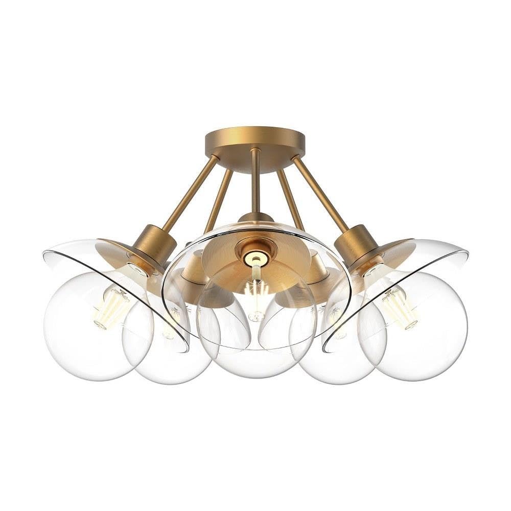 Alora Mood SF517220AGCL Francesca Semi Flush, Aged Gold/Clear Glass