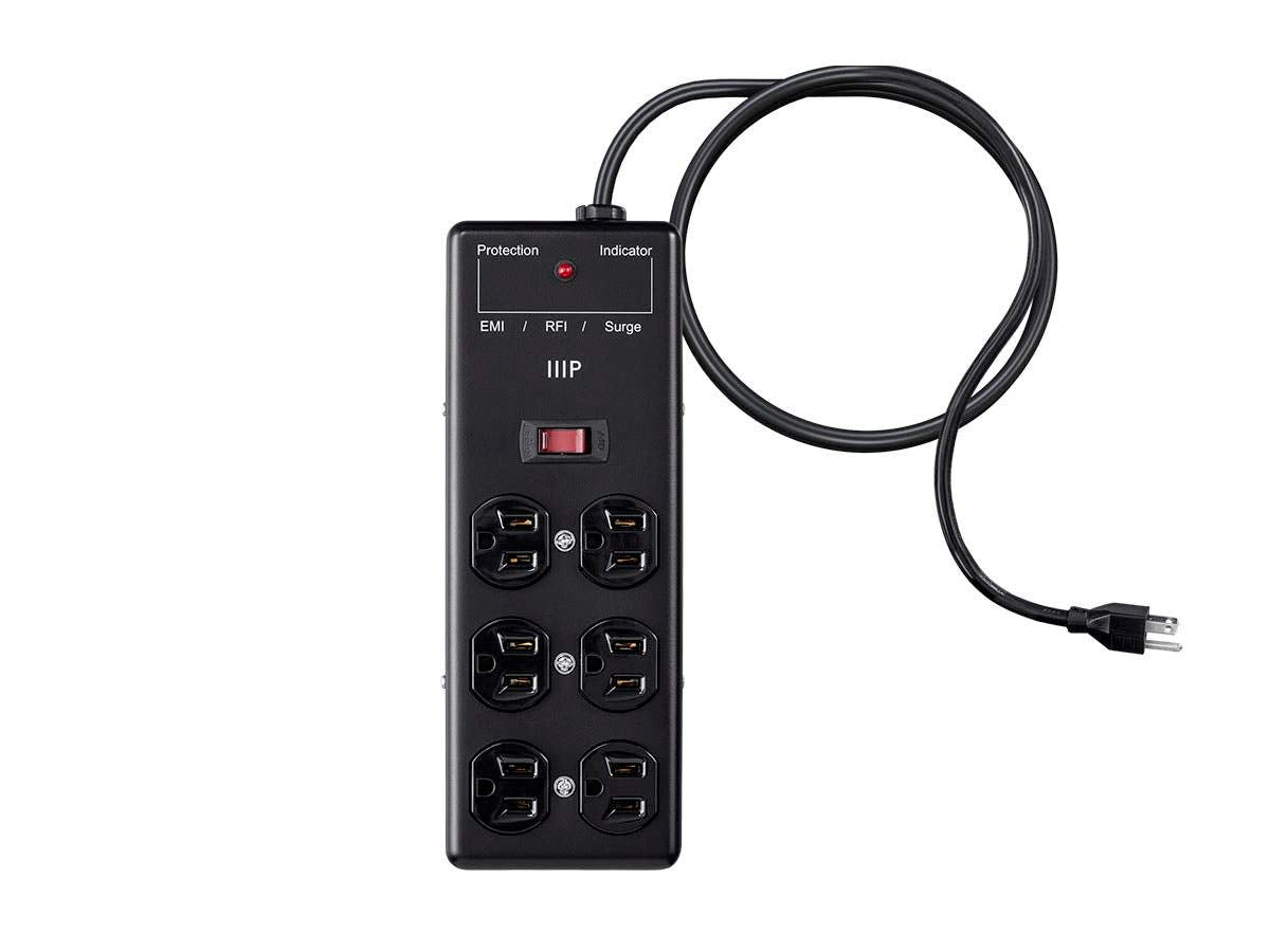 Monoprice Metal Surge Protector Heavy Duty Power Box   6 Outlet   Black With 6 Feet Cord/Cable, 540 Joules, Ul Certfied