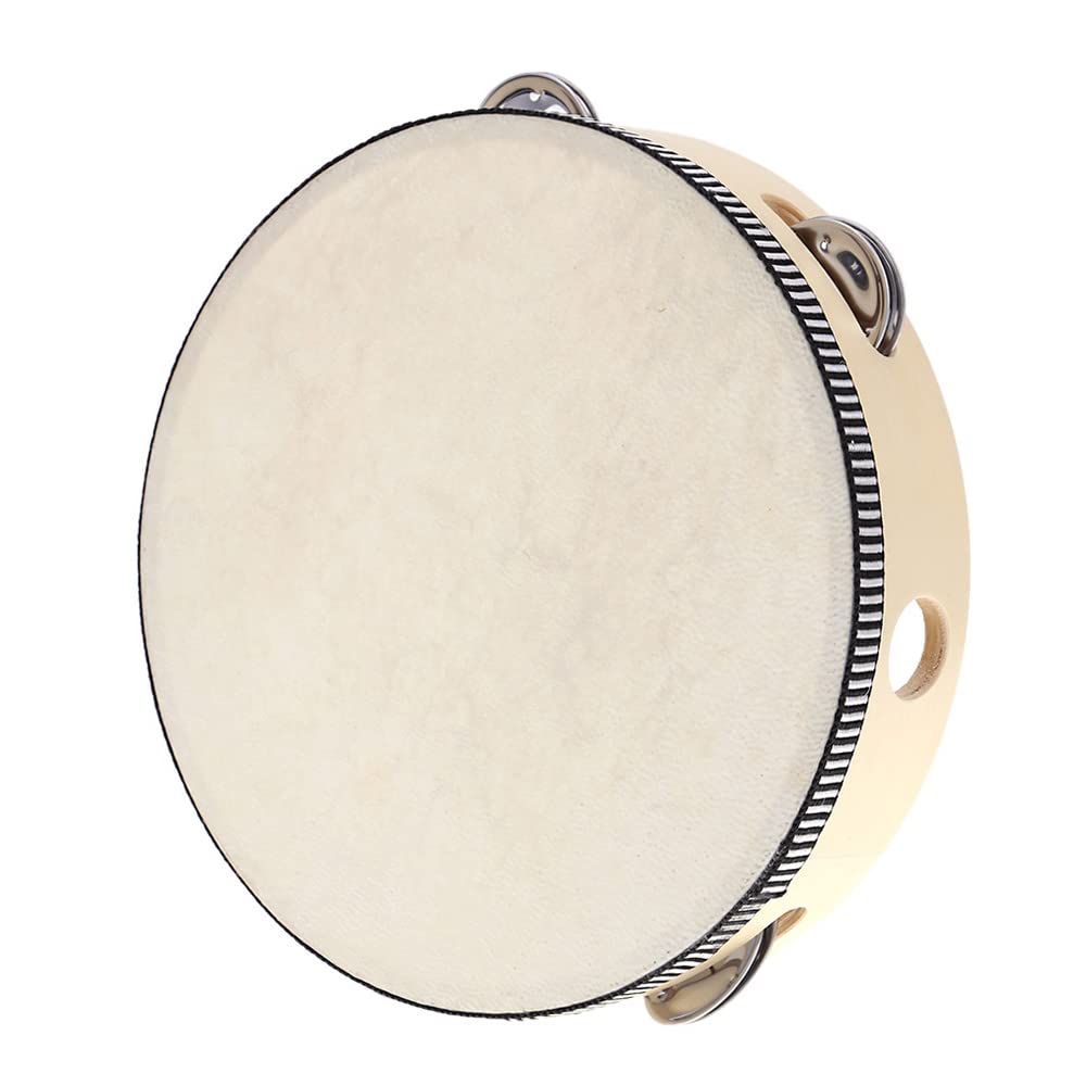 EXCLUZO 8 Inch Handheld Tambourine with Metal Jingles Percussion Drum Early Education Instrument Musical Toy Gift for Kids Stude
