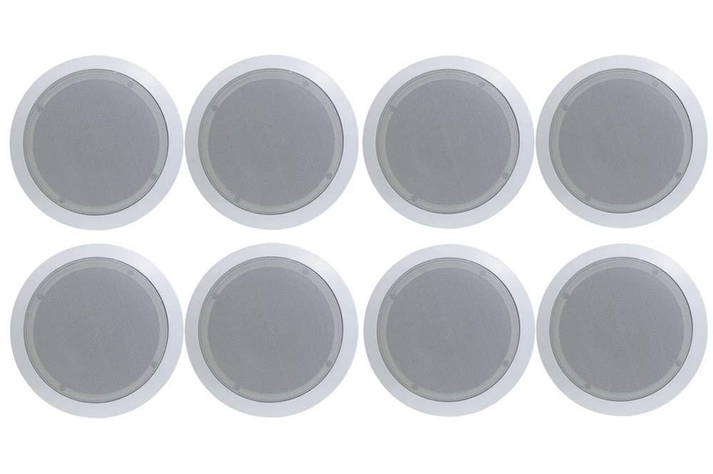 Pyle PDIC51RD 5.25 Inch 150W FlushMount inCeiling Speakers, White, 8Pack