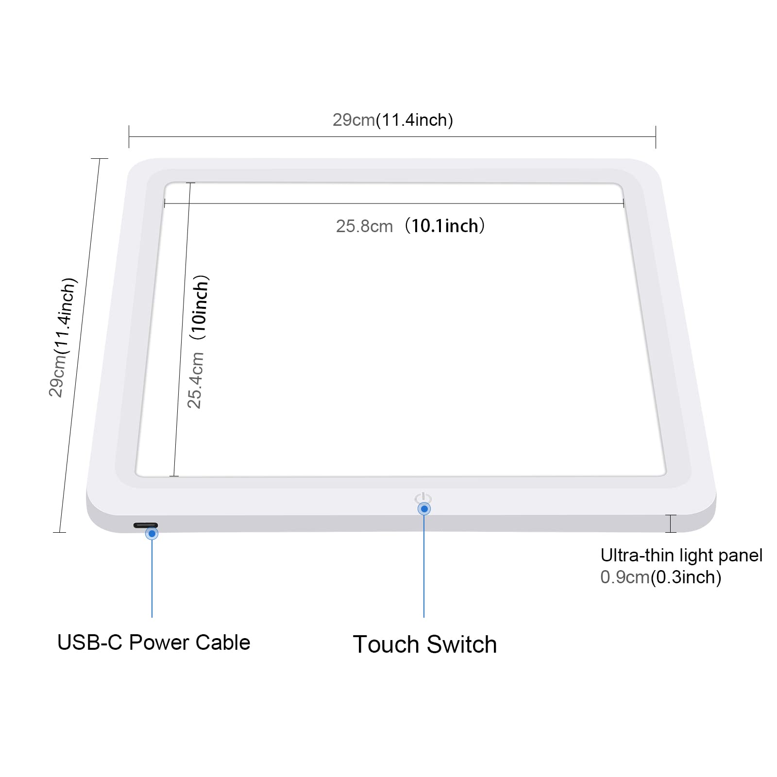 Puluz 29Cm Photography Shadowless Light Panel Ultra Bright Led Fill Light Background Panel Touch Bottom Light Photo Box Light Wi