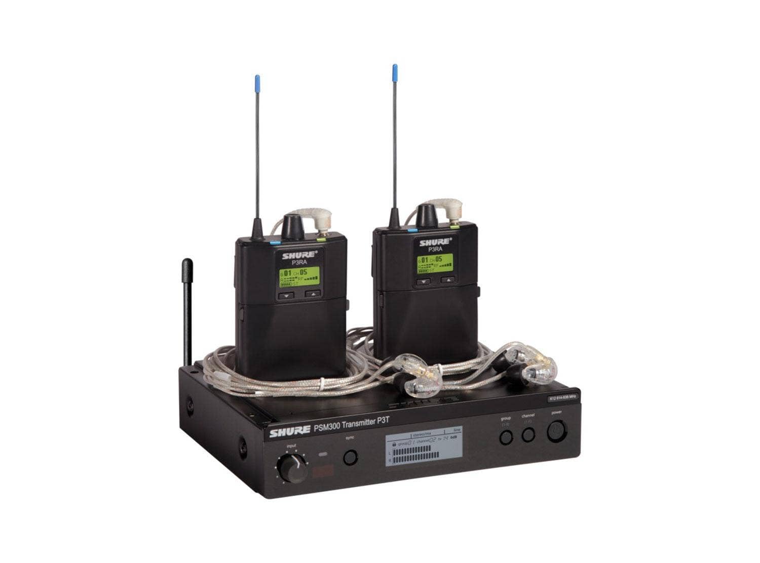 Shure Psm300 P3Tra215Twp Pro Wireless In-Ear Personal Monitor System With Se215-Cl Earphones, Twinpack - H20 Band