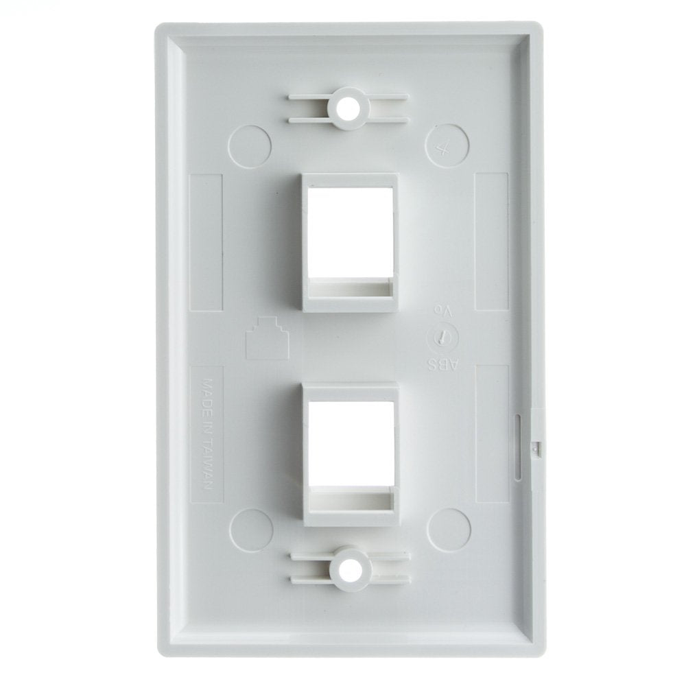 Keystone Wall Plate 2 Port, White (Cat5E, Cat6, Coax (Video), Aux (Cat6 For Data, Ip Phone, Pots Or Other), Single Gang, Cablewh