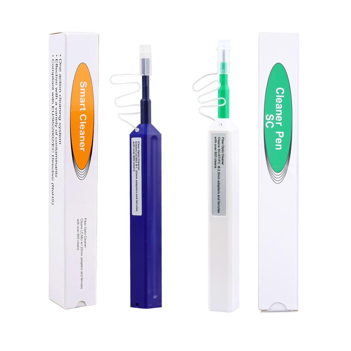 Zenithra Fiber Optic Cleaner Pen Set, 1.25mm LC/MU and 2.5mm SC/STE2000/FC Connectors - 800+ Cleans