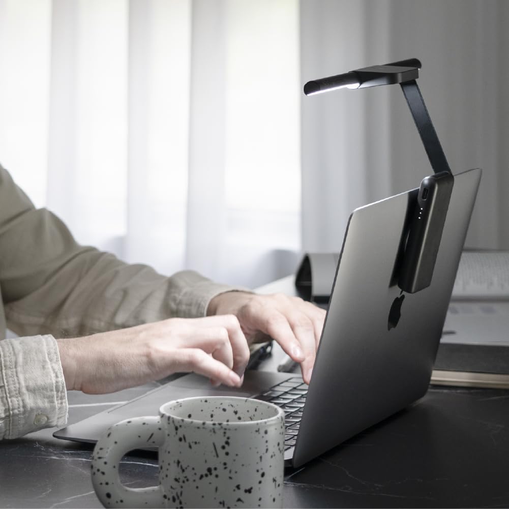 Benq Laptopbar Laptop Monitor Light (White), Auto Dimming, Brightness And Hue Adjustment, Keyboard Light, Usb Charged, Space Sav