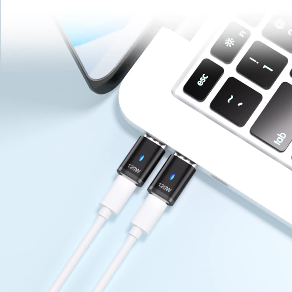 Sheeast Magnetic Usb C Adapter Straight 2 Pack, Usb C Magnetic Adapter  3 Tips 120W Fast Charging 5Pin 480Mbps Data Transmission