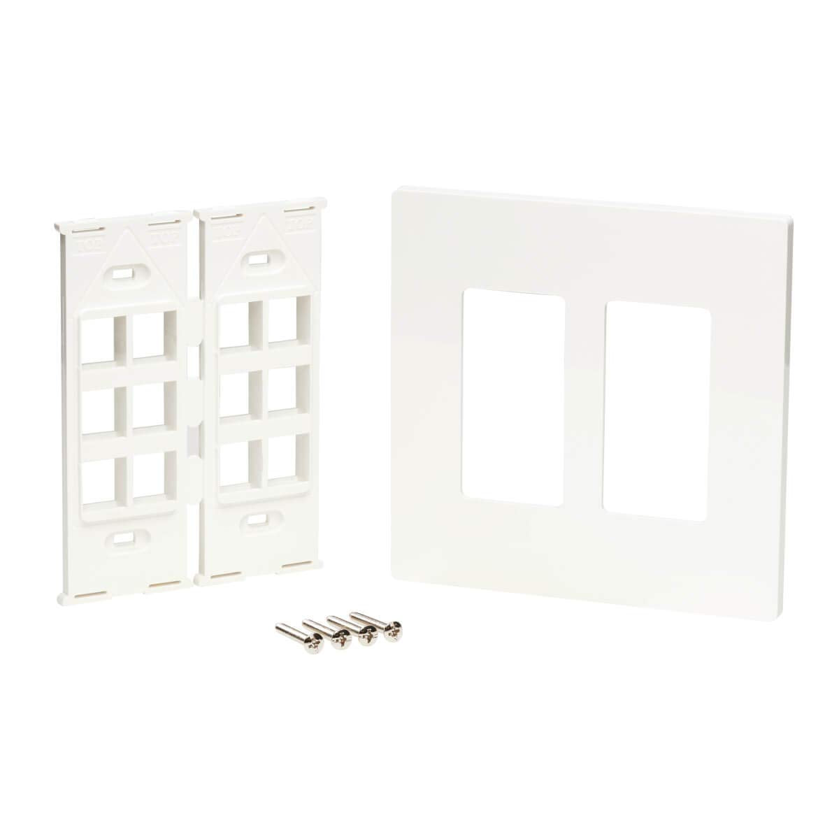 Tripp Lite 12 Port Universal Keystone Double Gang Wall Plate, 2 Gang Faceplate, Adaptable, Taa, White (N080 212)