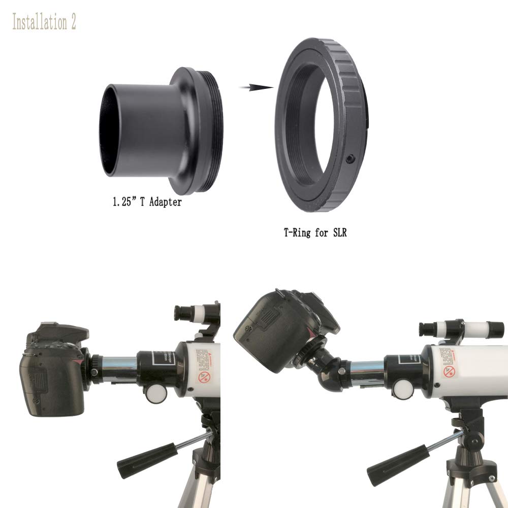 Starboosa 1.25 Inch T Adapter And T2 T Ring Adapter   For Nikon Slr Cameras Connected To Telescopes   For Prime Focus Or Eyepiece Projection Photography