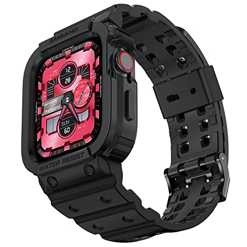 Amband Compatible With Apple Watch Band 45Mm 44Mm 42Mm With Bumper Case, Rugged Men Bands For Iwatch Se Se 2 Series 9 8 7 6 5 4
