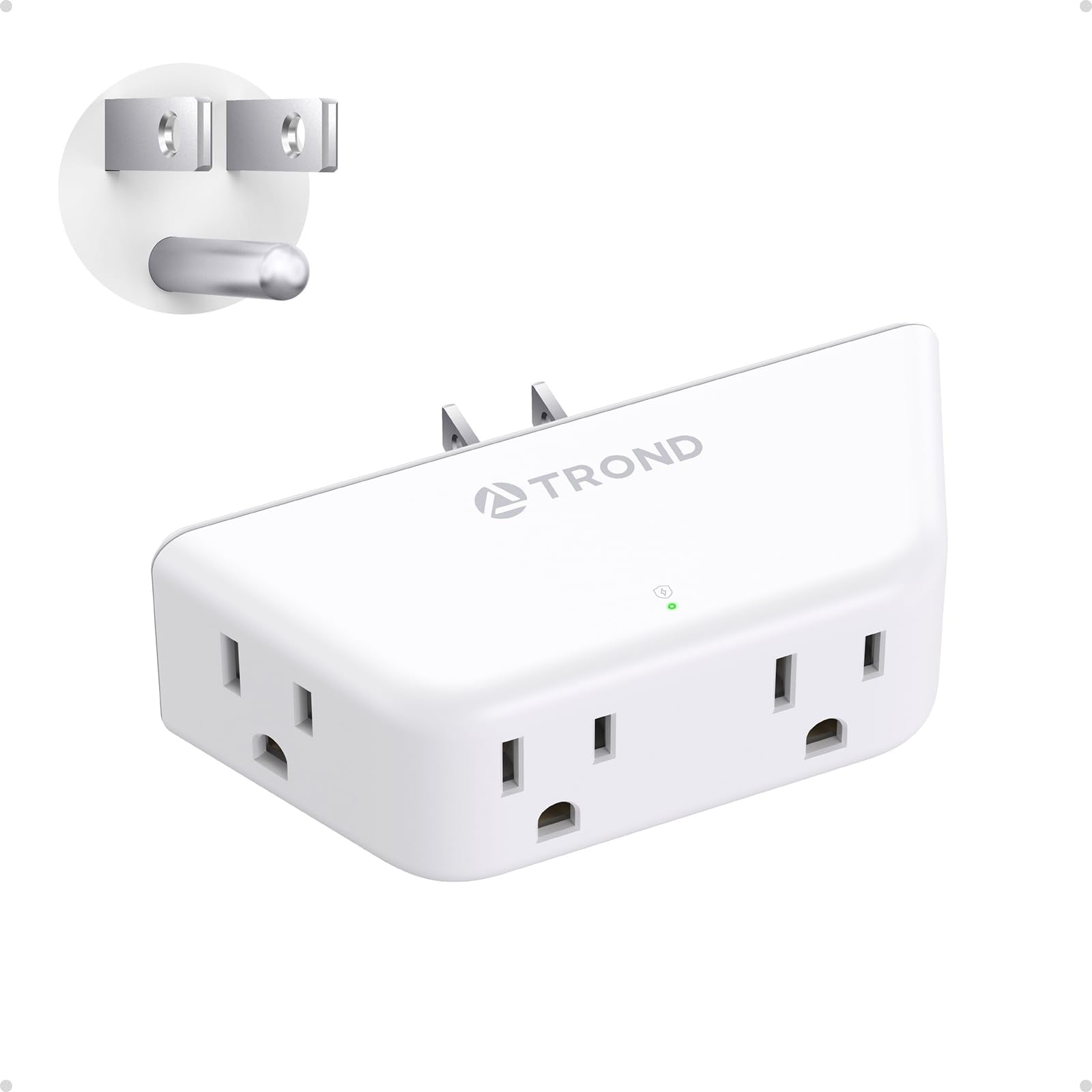 Trond Outlet Extender Surge Protector   Multi Plug Wall Outlet With 4 Grounded Sockets, 3 Way Angled Plug Adapter, 900J, Electri