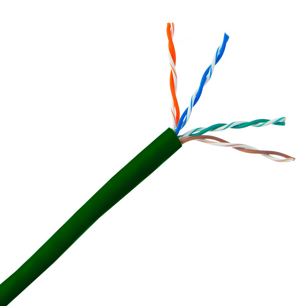 Cablewholesale 1000 Foot Bulk Cat6 Ethernet Cable, Plenum Rated (Cmp), Green Ethernet Cable, 23 Awg 4 Pair Solid Bare Copper, Ut