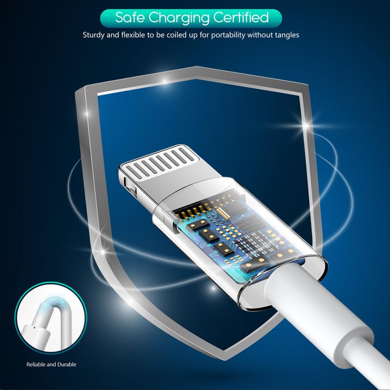 Iphone Charger,Extra Long 2 Pack 10Ft Lightning Cable Cube Iphone 12 Charger Charging Transfer Cord Cable With Usb Plug Wall Charger Block Travel Adapter For Iphone 14/13/12/11/Se2022/8/7/Xs/Xr/X/Ipad
