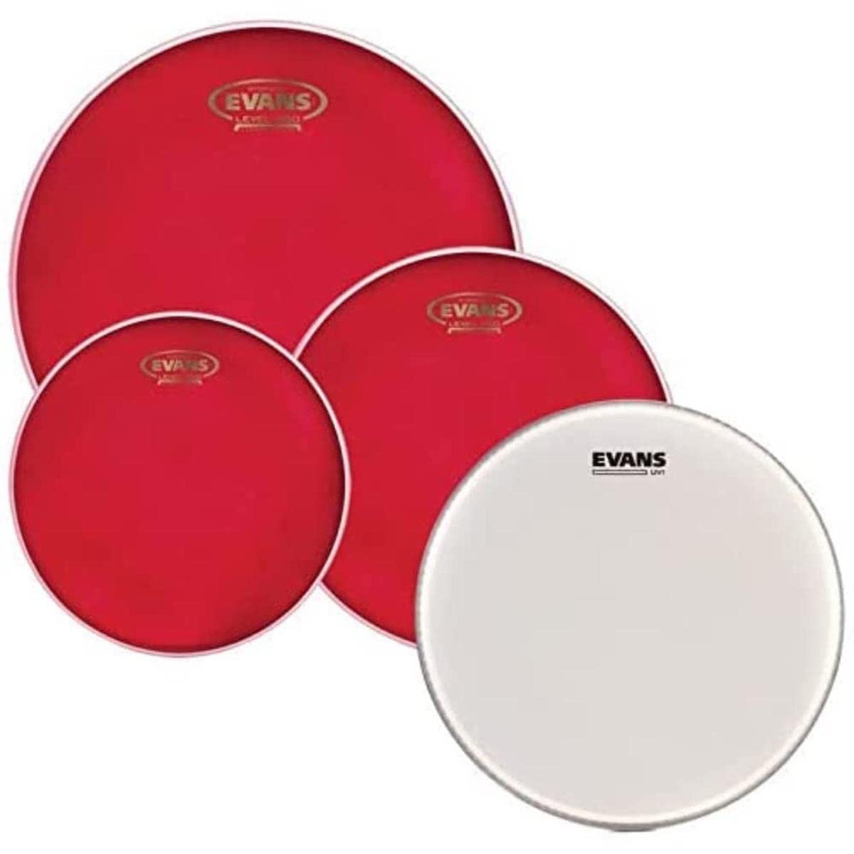 Evans Drum Heads   Hydraulic Red Standard Pack (12'', 13'', 16'') With 14'' Uv1 Coated Snare Head