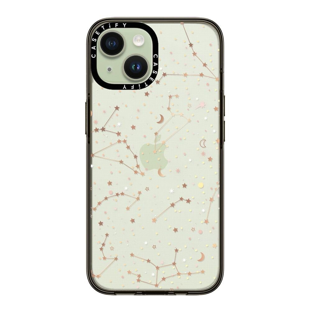 Casetify Compact Case For Iphone 15 [2X Military Grade Drop Tested / 4Ft Drop Protection]   Space Pattern On Clear Background