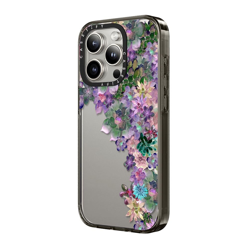 Casetify Compact Case For Iphone 15 Pro Max [2X Military Grade Drop Tested / 4Ft Drop Protection]   My Succulent Garden   Clear