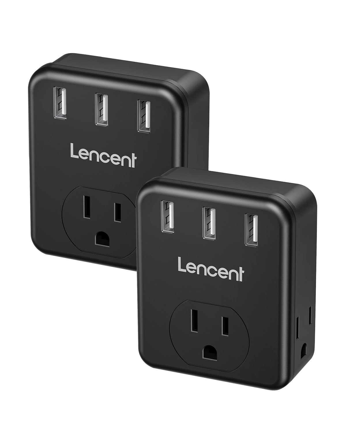 Lencent Multi Plug Outlet Extender, 2 Pack, Usb Brick, 3 Outlets Splitter With 3 Usb Ports, Wall Charger, 3 Prong Power Charging