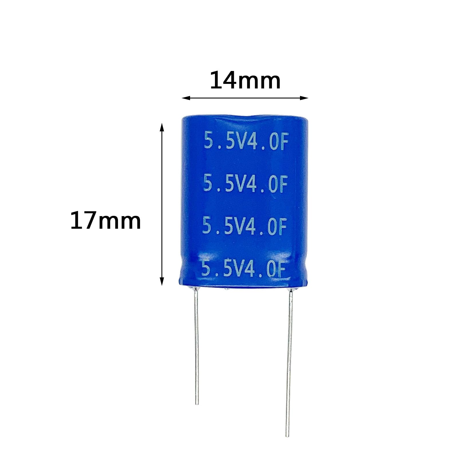 Cermant 2 Pcs 8.5X17X14Mm(0.31X0.67X0.55In) Super Capacitor 5.5V 4F Farad Capacitance Winding Type Energy Storage For On Board B