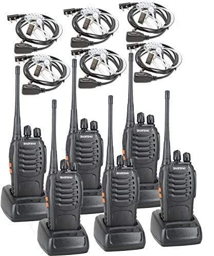 BaoFeng BF-888S Two Way Radio with Built in LED Flashlight (Pack of 6) +Covert Air Acoustic Tube Headset Earpiece