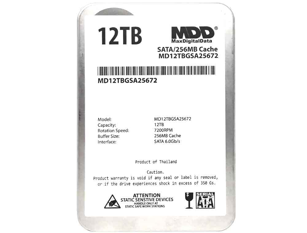 Mdd 12Tb 7200Rpm Sata 6Gb/S 256Mb Cache 3.5Inch Internal Desktop Hard Drive, Md12Tbgsa25672