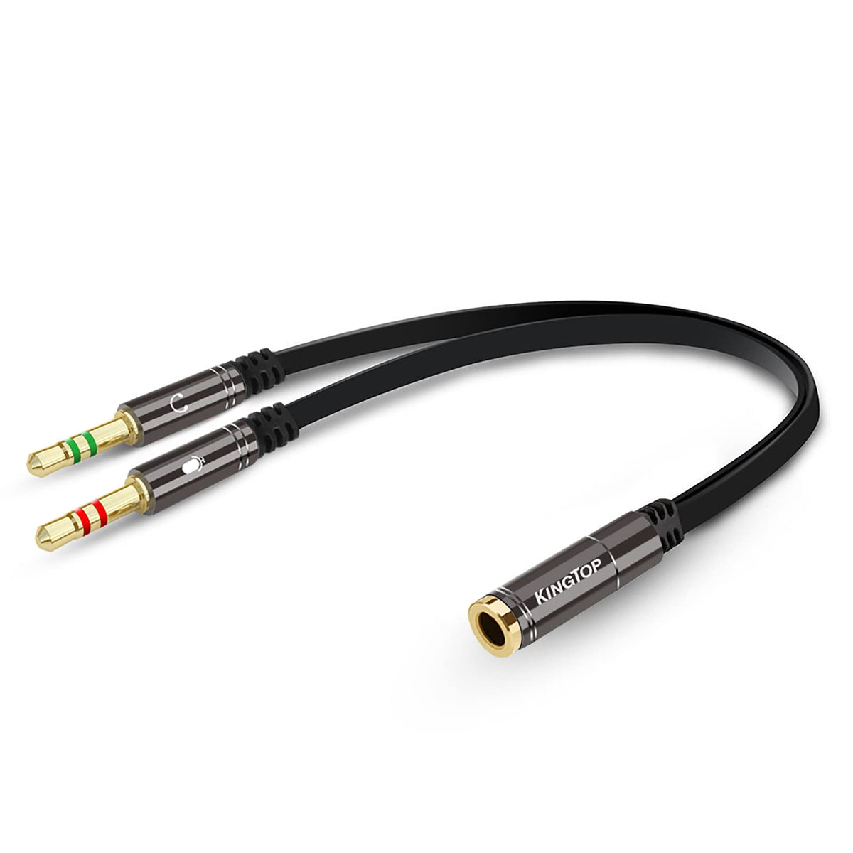 KINGTOP Headphone Splitter, 3.5mm Headset Splitter, Headphone Mic Splitter Cable for Headset to Older Laptops/PCs