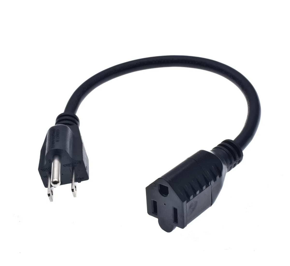 Short Power Extension Cord,16Awg/13A,Outlet Saver, 3 Prong Male Plug To Female Socket Heavy Duty Power Extension Cable(1Ft/0.3M)