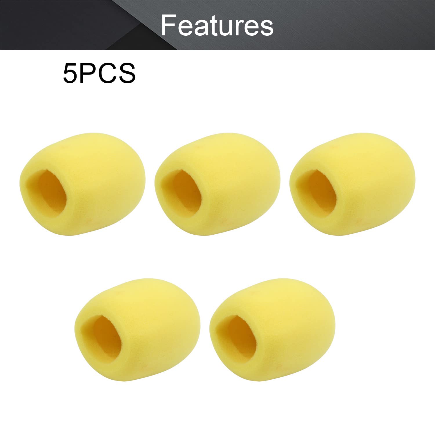 Fielect 5Pcs Microphone Cover Sponge Foam Mic Cover Handheld Microphone Windscreen Shield Protection Micro Foam Filter Yellow For Ktv Broadcasting